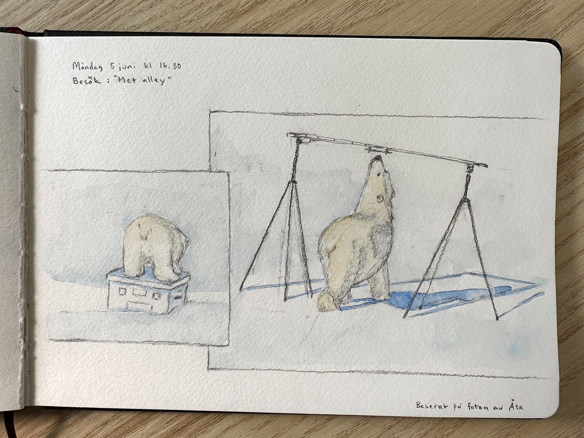 Polar bear watching on #ARTofMELT (no, I'm not jealous at all...) Drawing: Ida Rödén polar.se/nyheter/2023/m…