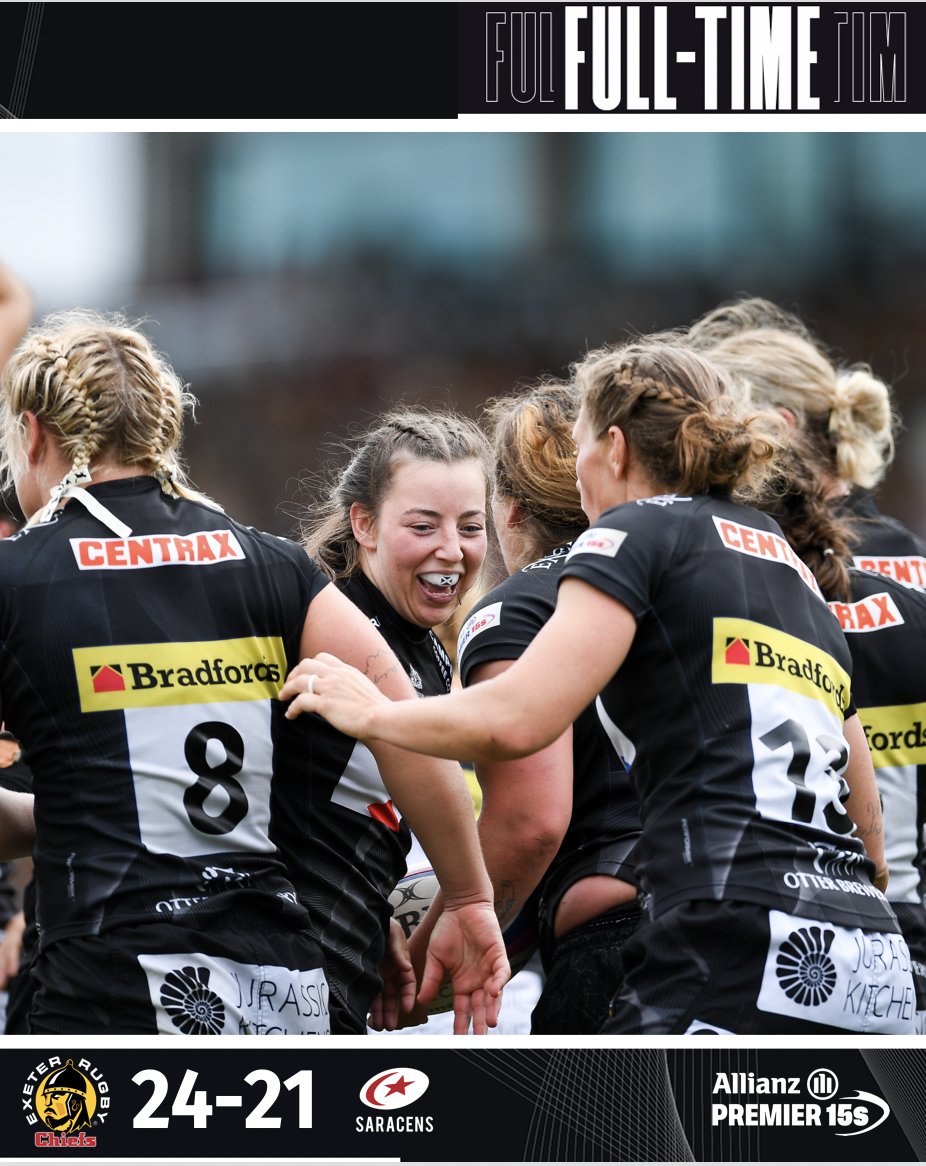 FULL TIME: <a href="/ExeChiefsWomen/">Exeter Chiefs Women</a> 24 <a href="/SaracensWomen/">Saracens Women</a> 21

We're into the Final