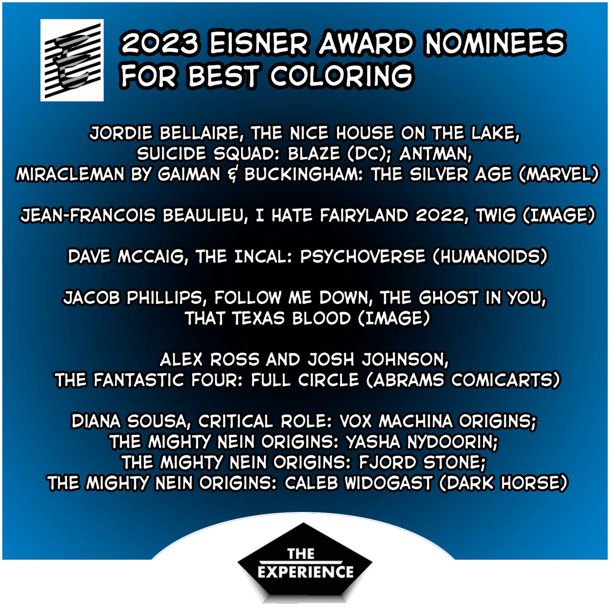 Congratulations to the  Eisner Awards Nominees 2023 for Best Coloring