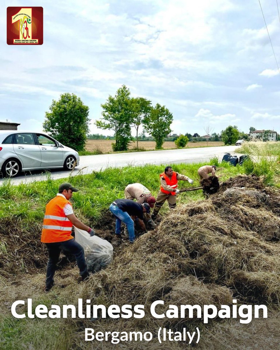 DSSNewsUpdates's tweet photo. Inspired by the teachings of Saint Dr. @Gurmeetramrahim Singh Ji Insan, #DeraSachaSauda volunteers in Bergamo, Italy are taking charge of their environment through a commendable cleanliness campaign. Their efforts serve as a reminder that every action counts when it comes to preserving our planet. #CleanlinessCampaign #EcoFriendly
