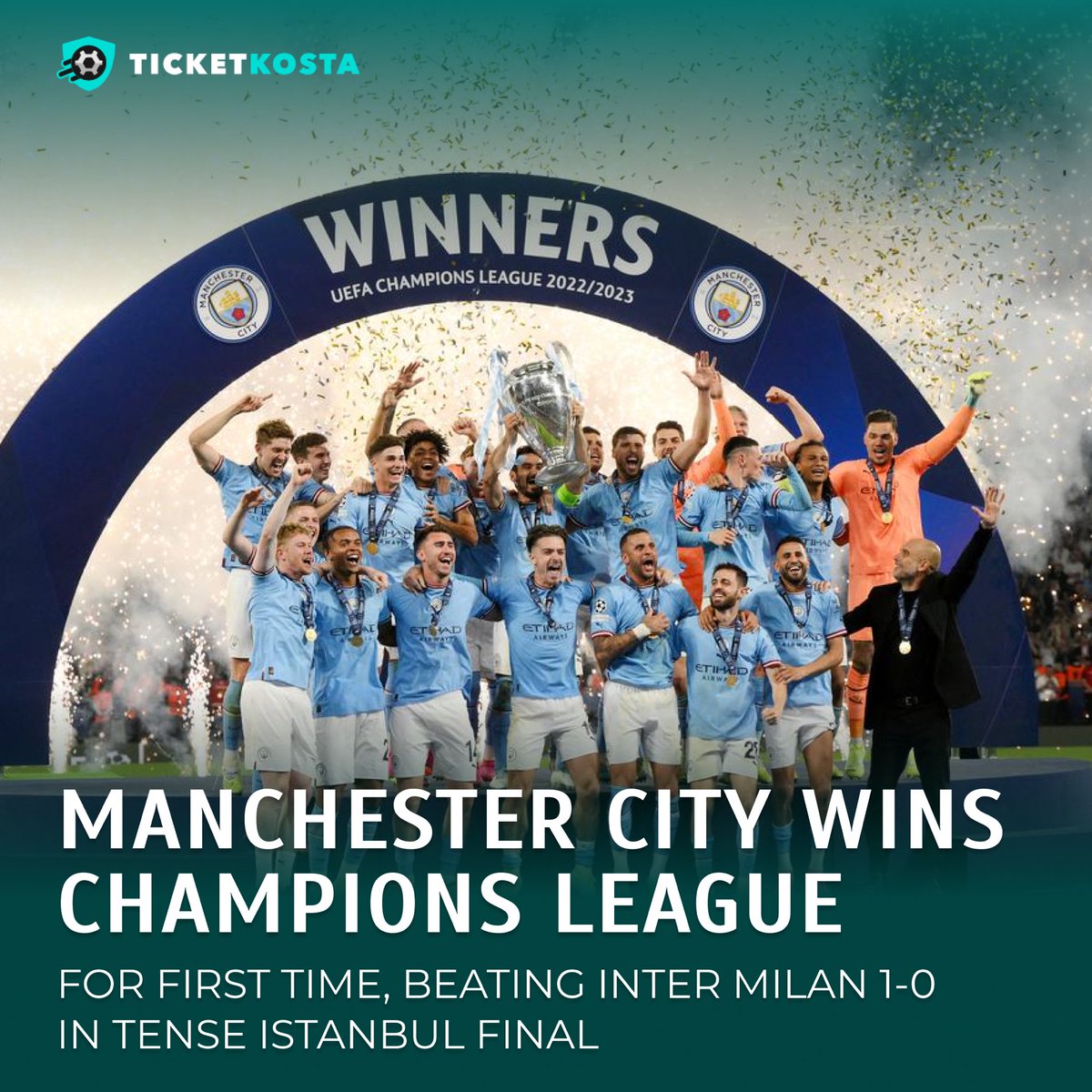 ticketkosta's tweet photo. Mission completed ✅🏆😊
@PepTeam @ManCityES beat @intermilan and won #ucl for 1️⃣ time in the history https://t.co/EnvCTG5F2r