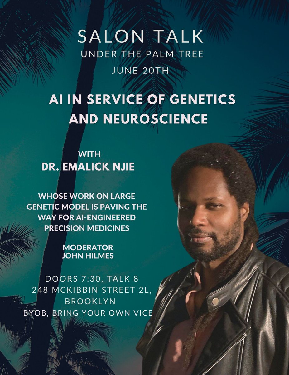 Excited to host a salon next week in NYC, discussing the game-changing role of #ArtificialIntelligence in #genetics and #neuroscience. Delighted to have John Hilmes from KinectAir moderating. Join us for this enlightening conversation! Details &amp; tickets: partiful.com/e/XXLerrIGHb3r…