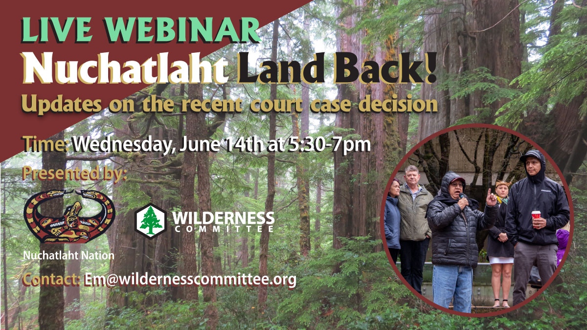 The Nuchatlaht Nation made major strides in their fight to regain their territory, but there's still more to come. 

Join us this Wednesday to hear from #Nuchatlaht leaders + community members on updates on their court case. 

us02web.zoom.us/webinar/regist…