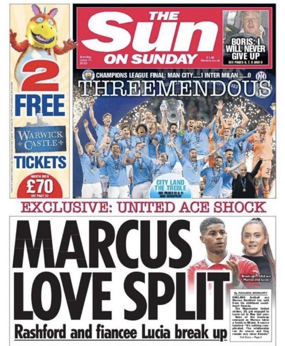 115 fair play rules broken by City   while winning the treble and Rashford spliting up with his Mrs is bigger news. These journalists' childhood was definitely ruined by Manchester United, winning it all.