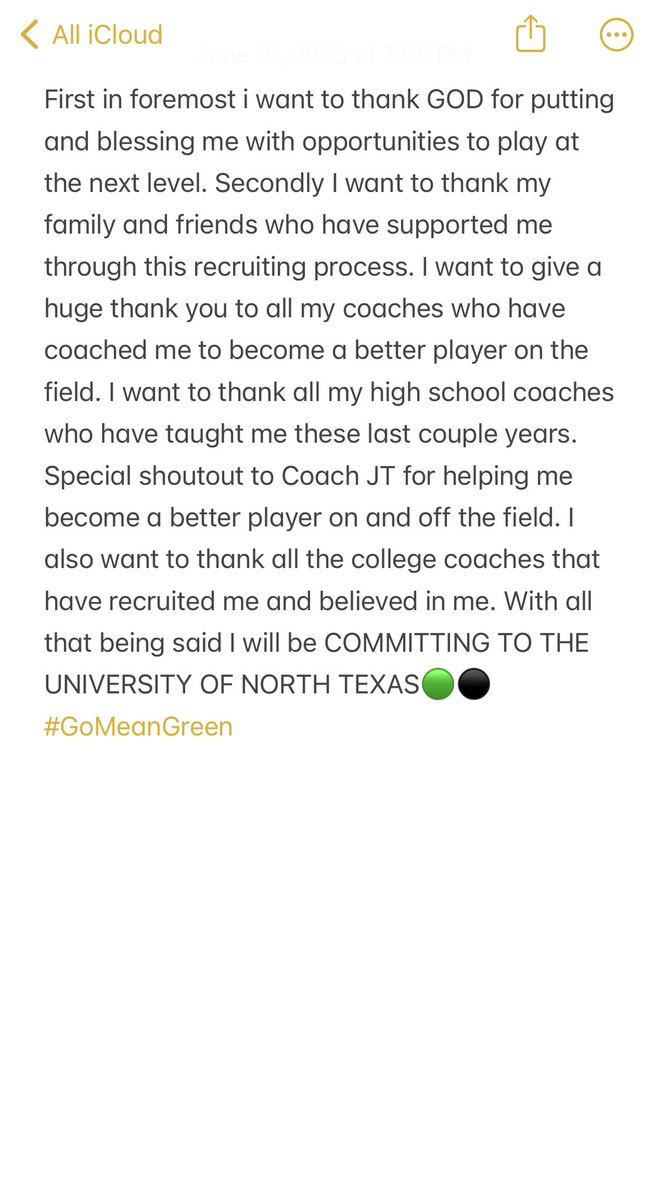 COMMITED!!! @MeanGreenFB @ChrisGilbert_1 @JordanDavisUNT @__CoachMorris @BlaiseBentsen @legacybroncofb @LHSCoachHulme @CoachJTII @coach_clack @Coach_Donahue_ @CoachAThomas08