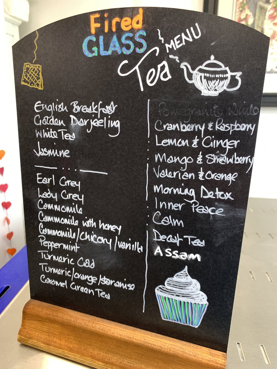 FiredGlass1's tweet photo. Check out our tea and coffee menu. Come on a course and you also get drinks and cake. Yes 🍰 https://t.co/Sjl3NbLj0c