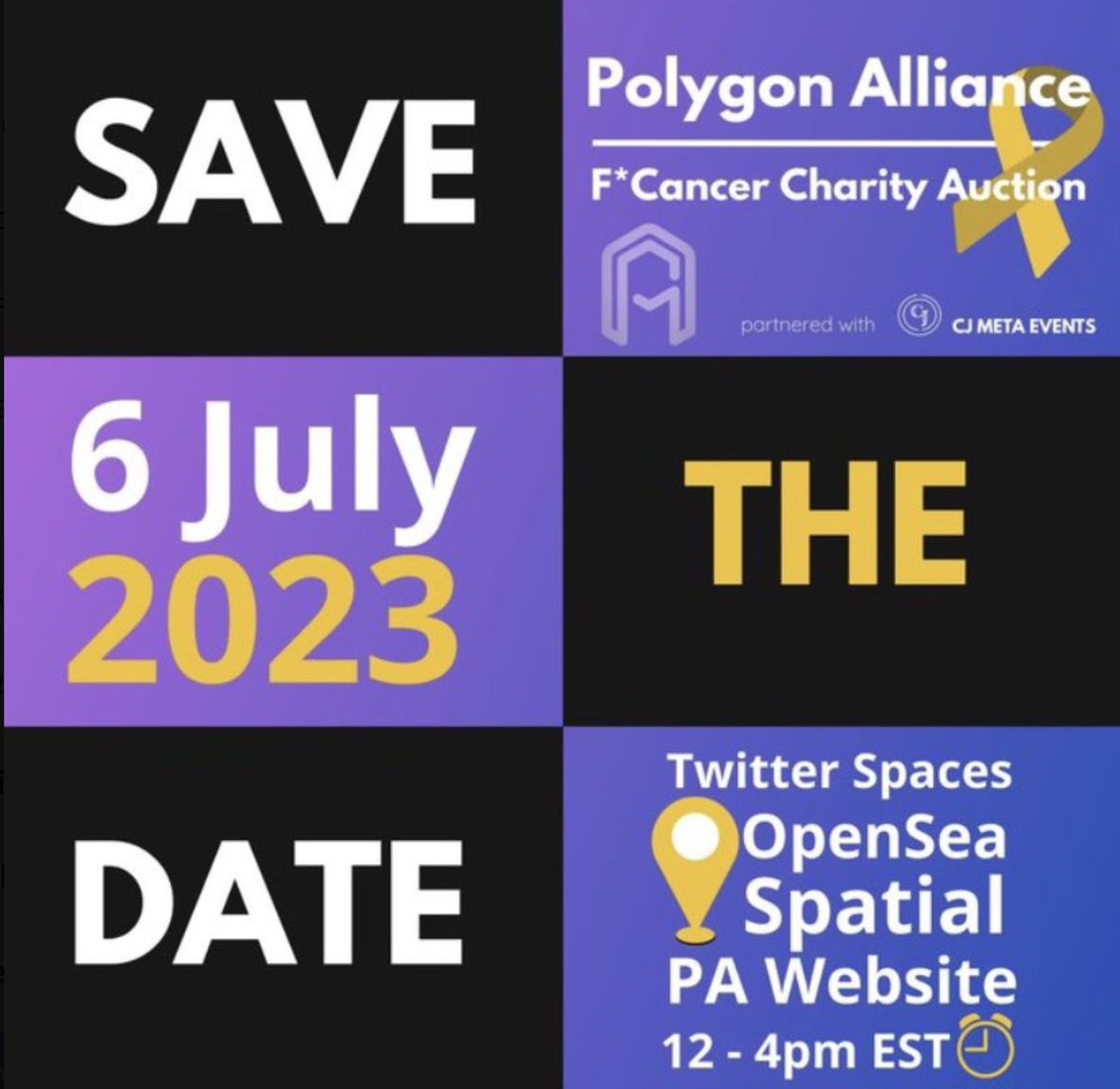 Really awesome to watch the #web3 / #NFT community make charity a priority! Big thanks to @Davc_s and the entire @PolygonAlliance family for planning the second annual #FCancer charity auction. Tune in July 6th on @Spatial_io to bid, donate and support @FCancerNow!