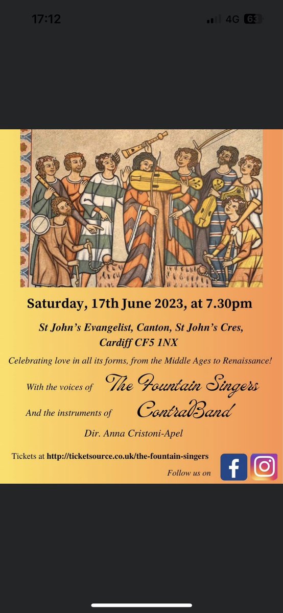 Do come along and support us for this great evening of early music. It’s sounding good. Tickets are £8 or £6 for concessions - available on the door. #earlymusic #cardiffchoirs #choralsinging #cardiffmusic #choralmusic
