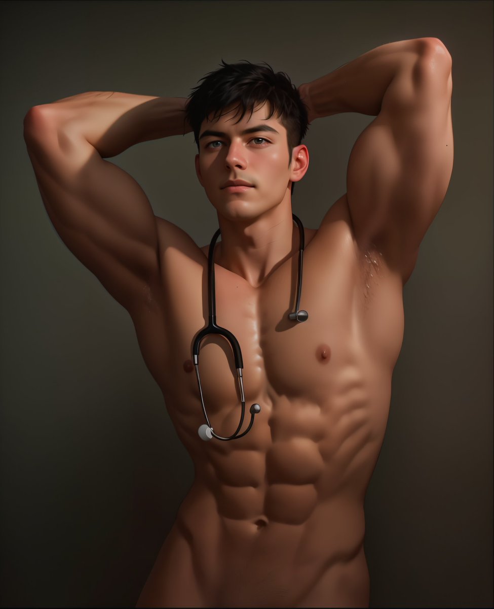 yusajiangtian's tweet photo. 有这样的医生，是不是病会好得快点?😍
#AIArtwork #AIart #gayart #HandsomeGuy #MuscleMan #barawc https://t.co/2yZDWbaN7a