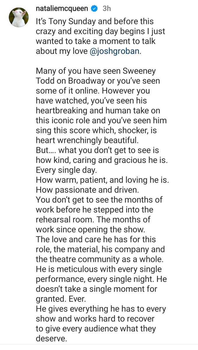 Timpanist's tweet photo. A lovely tribute to @joshgroban from #NatalieMcQueen on #TONYSunday https://t.co/CWYlPcfDmw