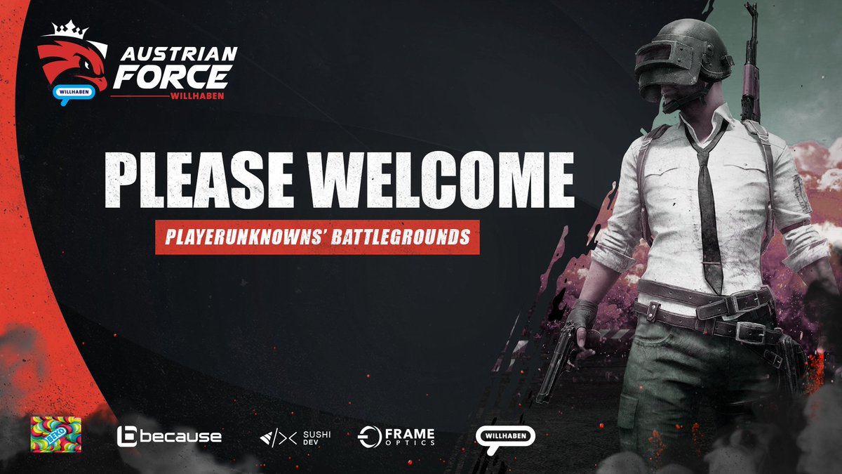 Let's make some noise to welcome our new PUBG lineup! Looking forward to some action 😎

🇩🇪<a href="/JimPaensi/">JimPaensi</a> 
🇩🇪@JekozTV 
🇩🇪@Mon_kyPUBG 
🇩🇪el Maestro

Sub:
🇩🇪<a href="/fapsPUBG/">faps</a> 
🇩🇪<a href="/Hopsnehmer/">Hops</a> 

#afwill👑