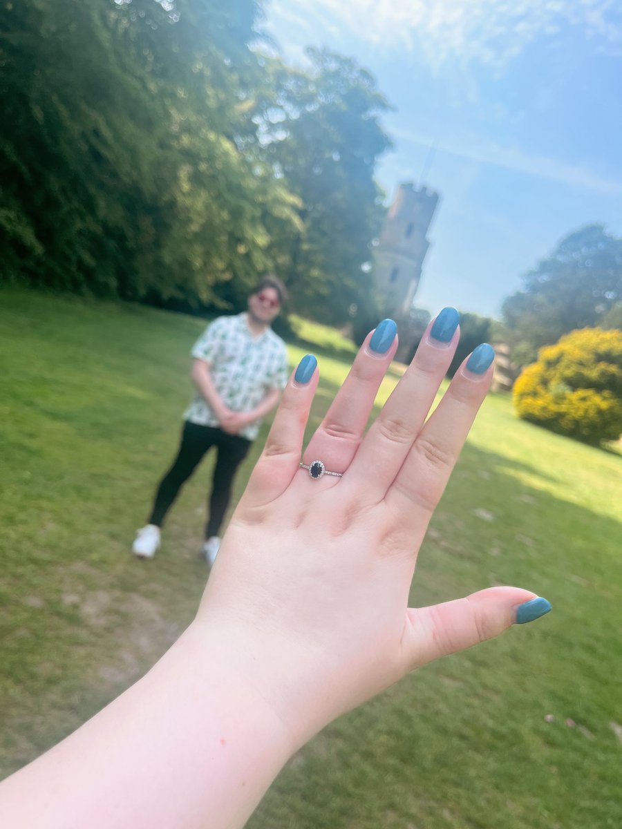 yourschloex's tweet photo. Today my boyfriend of 7 years asked me to marry him at the top of a castle looking over the South Yorkshire countryside and I of course said YES ♥️

I’m ENGAGED 💍🥰 https://t.co/z948Jqib5T