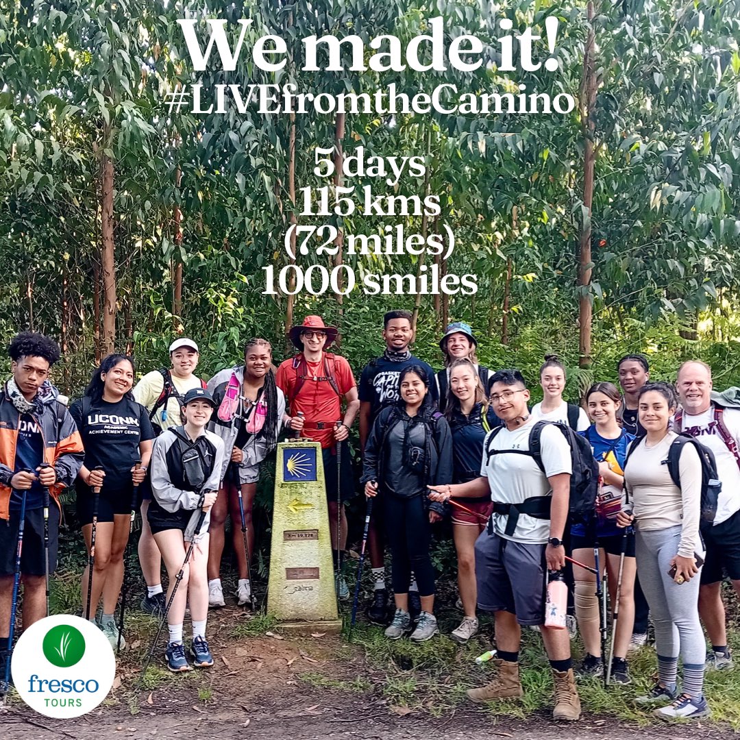 fresco_tours's tweet photo. We made it!
#SantiagodeCompostela. #CaminodeSantiago
#FrescoTours #UConn @UConnGlobal #Spain #uconnhuskies #experientialgloballearning https://t.co/j6fdSvL8lK