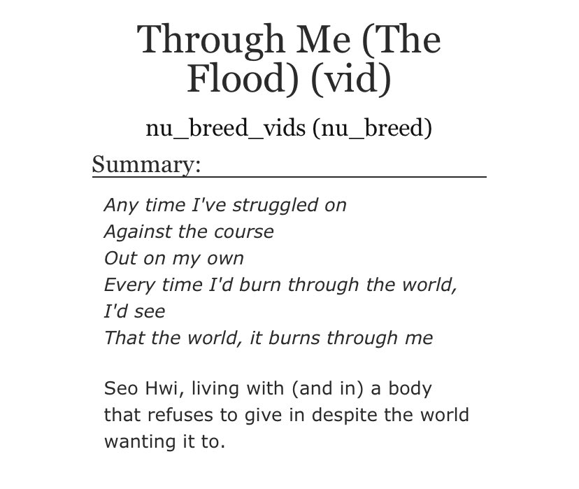 My premiere for @_uvcatastrophe’s Embodiment vidshow at <a href="/vidukon/">VidUKon</a>: a MCTNA vid that focuses on Hwi and how he navigates the world in a chronically ill body

Link in the comments below: