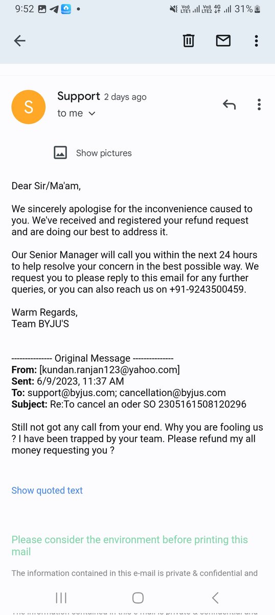 kundan122104's tweet photo. Dear @ByjusSupport you ain't be on your words how shame it is. You don't value us, you don't respect us. Kya padhate honge aap humare bache ko? Aap humare baat ko Nai sunte Hai to, aap humare bache ke questions kaese sunte honge. #ThugCompany #Byjus @BYJUS @jagograhakjago https://t.co/a9127J1n4g
