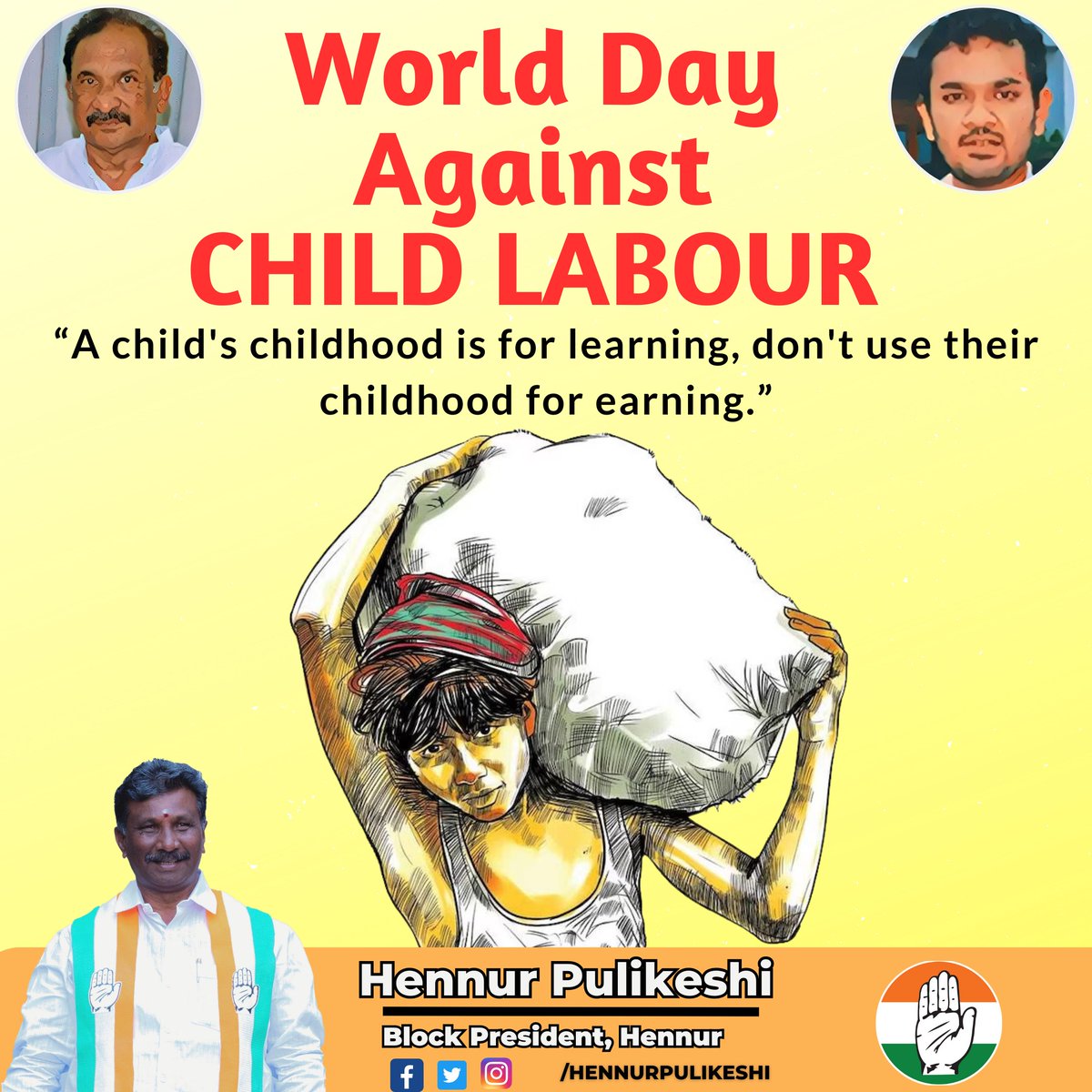 Say NO to child labor! On World Day Against Child Labour, let's unite to protect our future generation. Together, we can create a brighter, child-labor-free world. 🚫👧🚫 #EndChildLabour
#WorldDayAgainstChildLabour #StopExploitation #hennur #teamHP #KJGeorge #sarvagnanagar