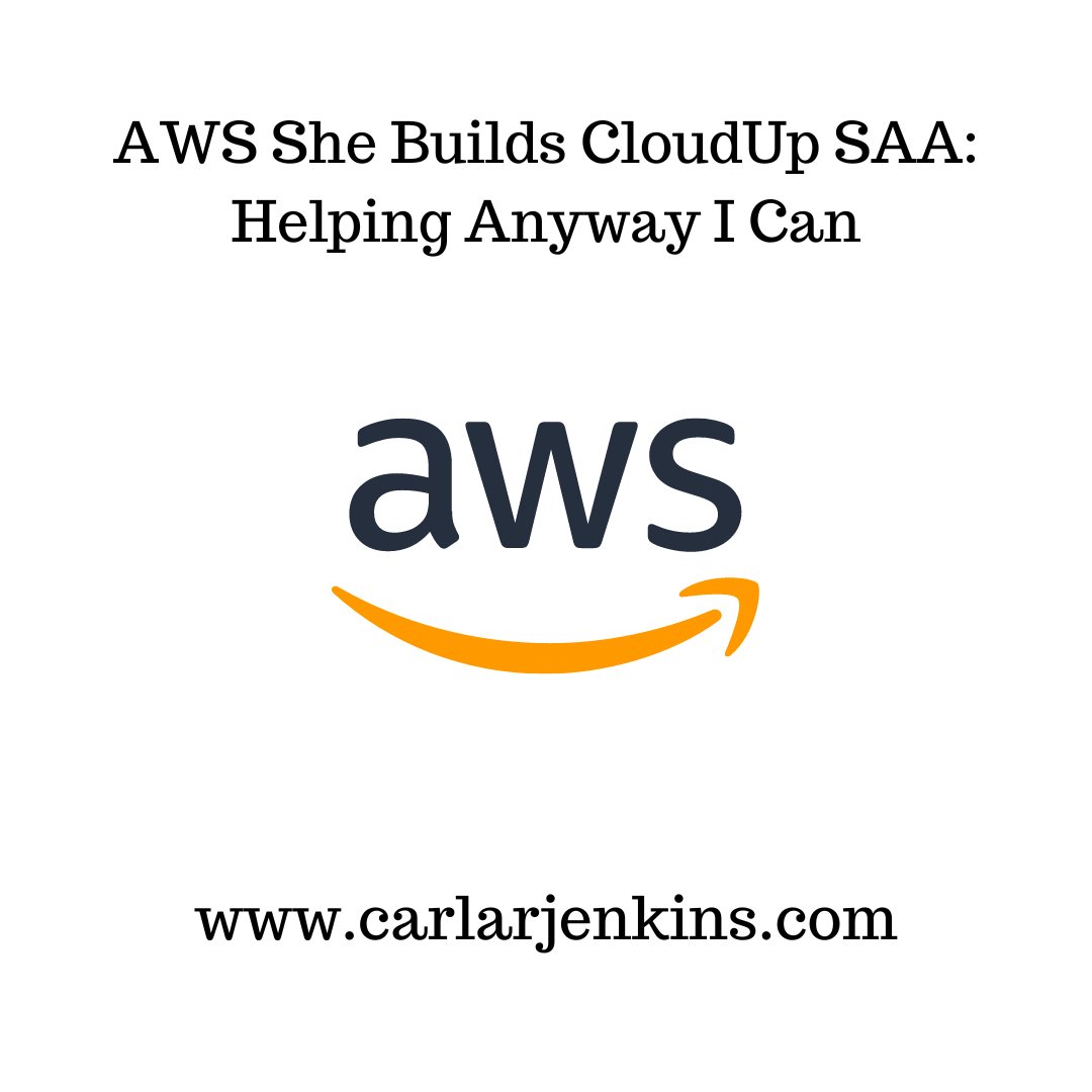 #SundayBlogShare Hey there #TwitterFamily! Here is my brand-new #AWS She Builds CloudUp SAA: Helping Anayway I Can #Medium #blogpost medium.com/@carlarjenkins…