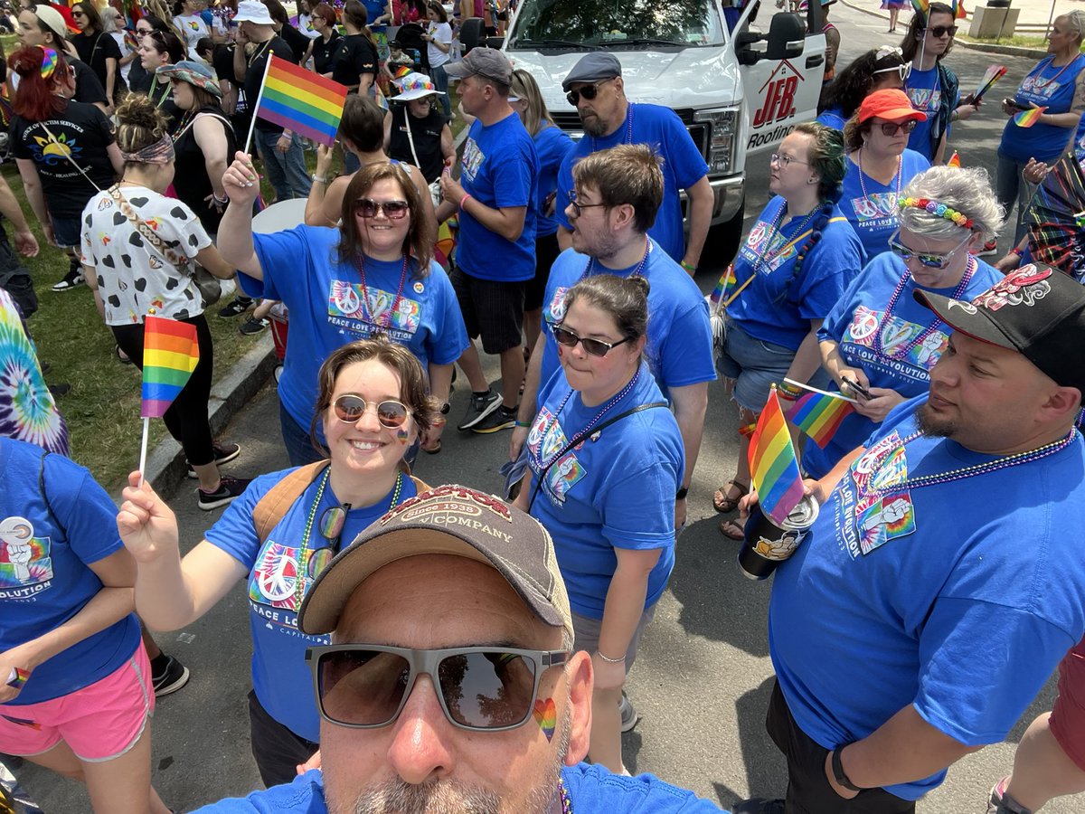 NYSDCJS's tweet photo. Today, DCJS, @nysovs, and State Commission of Correction staff marched in the Capital Pride Parade. Happy #PrideMonth to all! https://t.co/4dsG1m7f3a