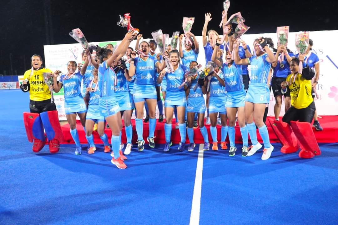 🎉🏆🥇 Congratulations to our young champions! They've skated their way to victory in the 2023 Women's Hockey Junior Asia Cup, proving their 🏒 skills and teamwork! #ProudNation