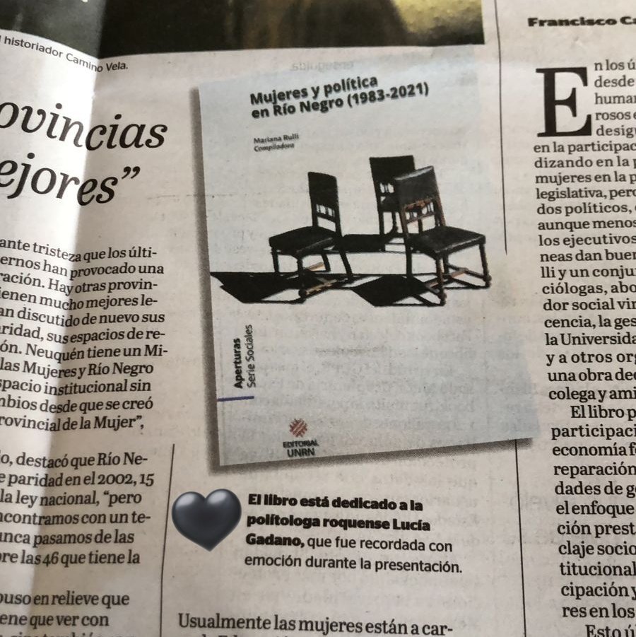 #DelProgresismoALaRealidad 
#MujeresYPolitica #RioNegro 
<a href="/unrn/">UNRN</a> <a href="/EditorialUNRN/">Editorial UNRN</a> <a href="/UNRIONEGRO/">UNRN</a> @unrnaltovalle 
Mariana Rulli Lucia Gadano 🖤!
<a href="/rionegrocomar/">Diario Río Negro</a> 👇
rionegro.com.ar/debates/opinio…