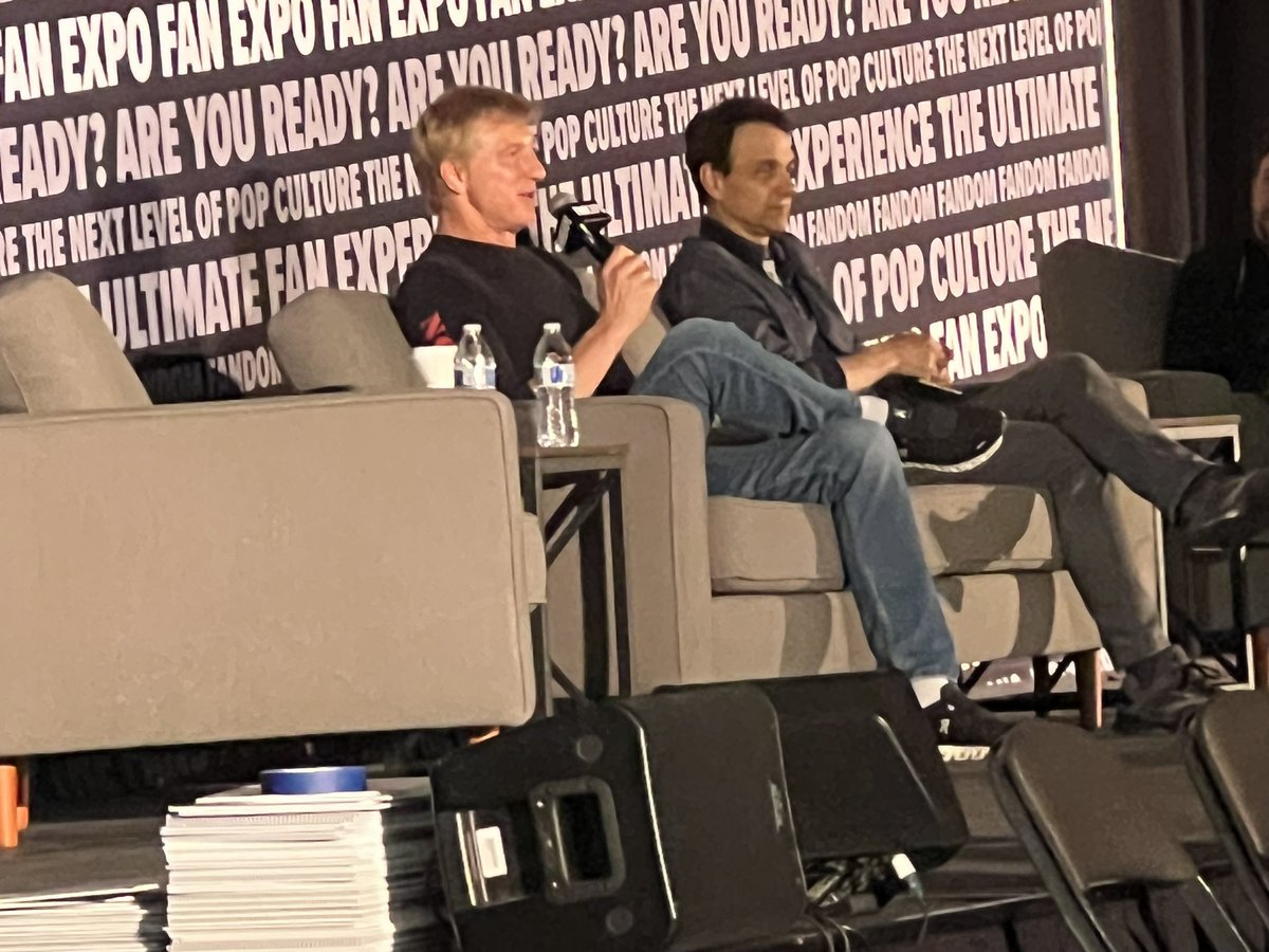 Off to a great start on third & final day of @FANEXPODallas with @CobraKaiSeries stars @WilliamZabka & @ralphmacchio Always so insightful & we LOVE #CobraKai passionately 
What’s everyone’s big plans today at #FANEXPODallas ?