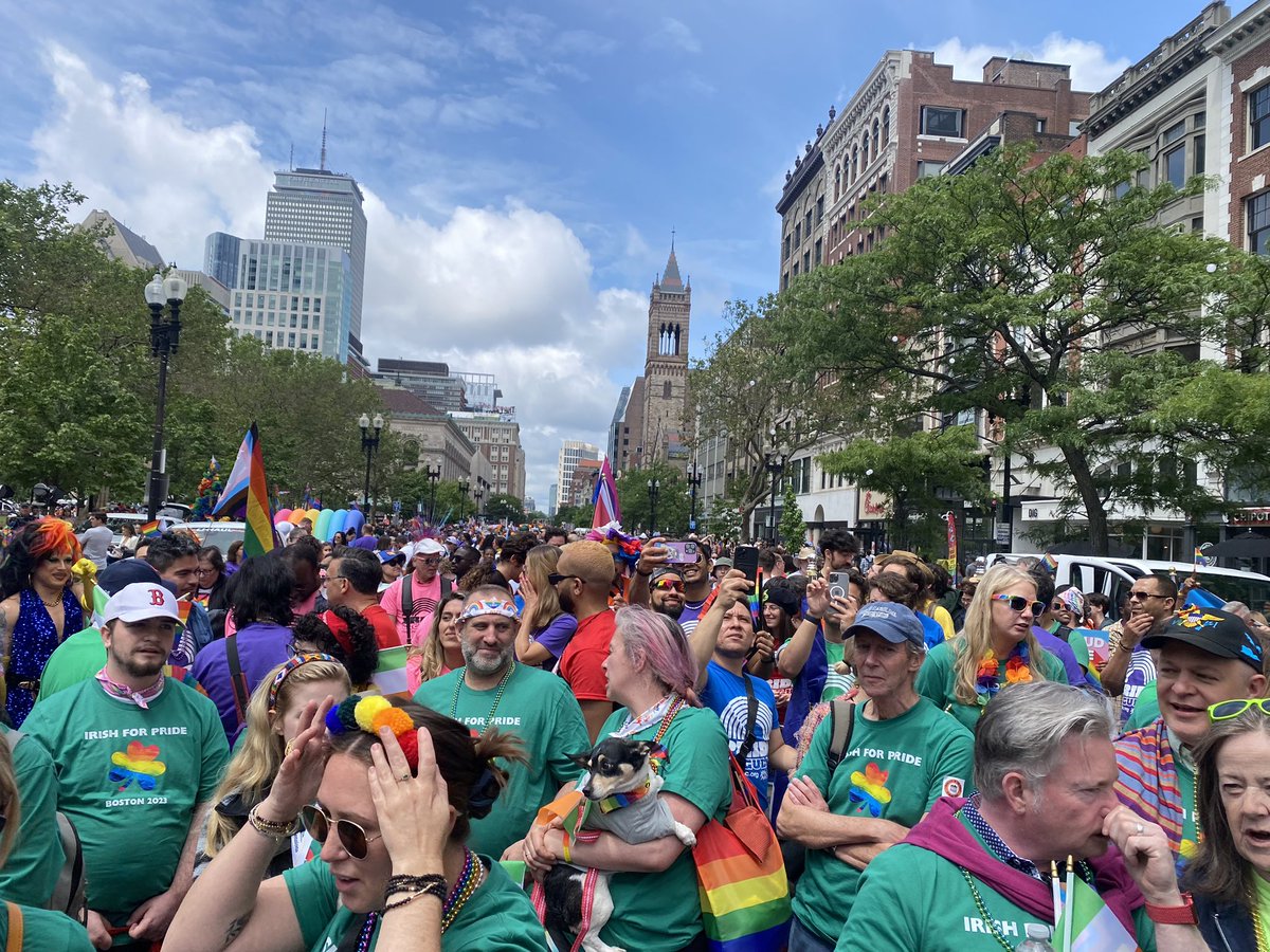IrelandBoston's tweet image. Happy Pride, Boston! We had a spectacular time marching under the banner #IrishforPride together. A beautiful day and beautiful crowd at this year’s #BostonPride Parade 🌈☘️