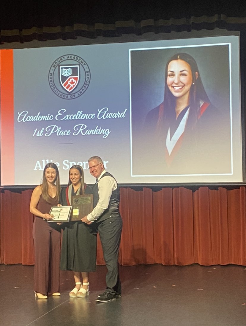 Super proud of this girl!! She won the Governor’s General Award, Honours with Distinction, Academic Excellence 1st place ranking and the Academic Achievement Award. Look out world… Allie’s coming!! <a href="/alliespencerr/">Allie Spencer</a> <a href="/slkspencer/">Stephanie Spencer</a> <a href="/MAWomensHockey/">Mount Academy Women’s Hockey</a>