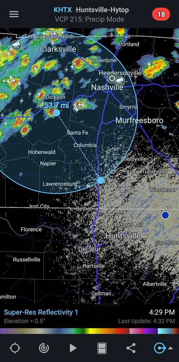 One reason to have multiple lightning datasets when working decision support for #LightningSafety. This lightning flash is real but mislocated. Radar, satellite, GLM, and LMA all do not support lightning is this area of #tnwx near Lawrenceburg