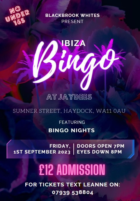 Blackbrook Whites U7s are holding a fundraiser at Jaydees on Friday September 1st 2023 to raise money to take all children to The Rhinos Challenge at Skegness in May 2024 could you please all RT and if you want tickets 🎫 give leanne a call ☎️