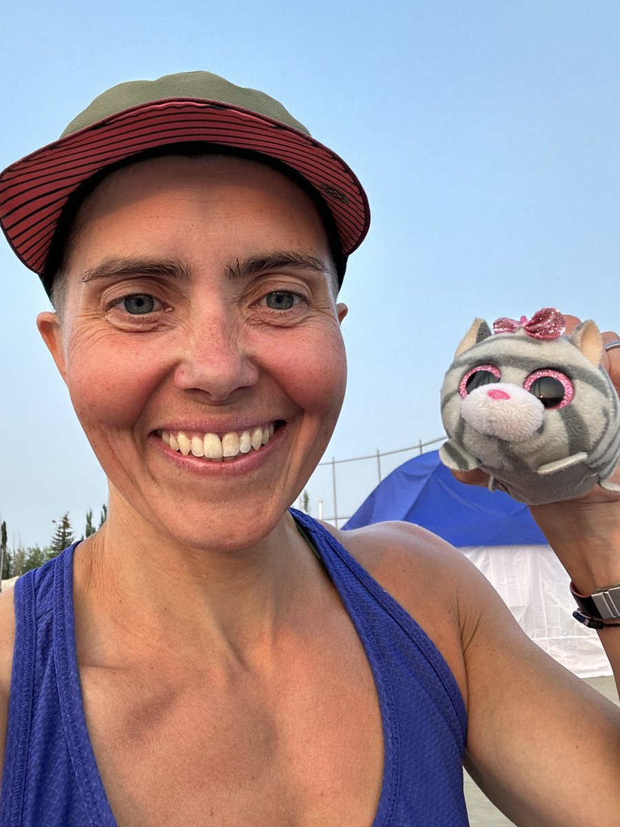 Finished #survivorfest2023; first time that they offered non-binary as a category #inclusivity; Cindy the cat was with me the whole time #mascot #lifewithan8yearold