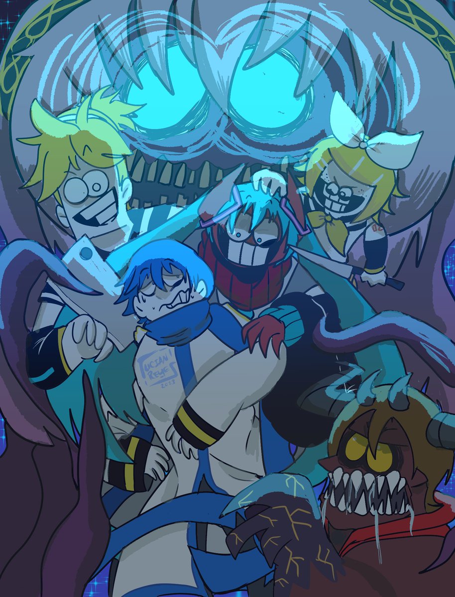 devilucis's tweet image. dont worry they are friendly......somewhat.

#spookymonth #vocaloids #hatsunemiku  #KAITO  #spookymonthfanart