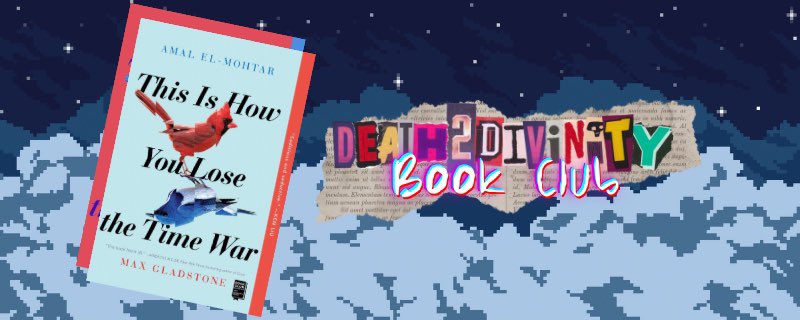 Death2Divinity_'s tweet photo. Happy Pride, Godslayers! ๐ณ๏ธโ๐๐ณ๏ธโโง๏ธ
This monthโs #Death2Divinity Book Club pick is THIS IS HOW YOU LOSE THE TIME WAR by Amal El-Mohtar and Max Gladstone! Want to read along and chat about the book? Join our Discord at the link below! ๐๐ฆโโฌโจ
https://t.co/MnEVg7WjZi https://t.co/CGNIJqaL6F