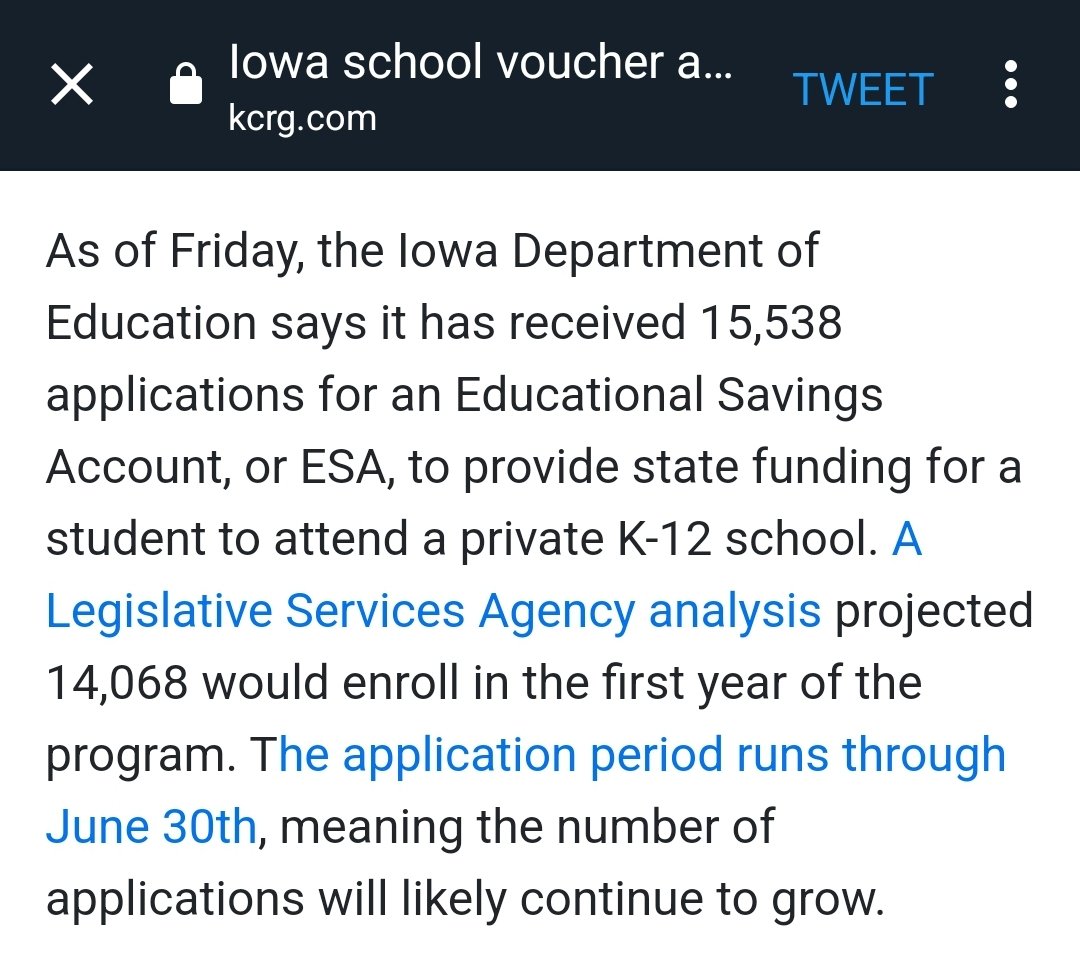 NEW: Over 15,000 applications were submitted for Iowa's new school choice program in its first 9 days.