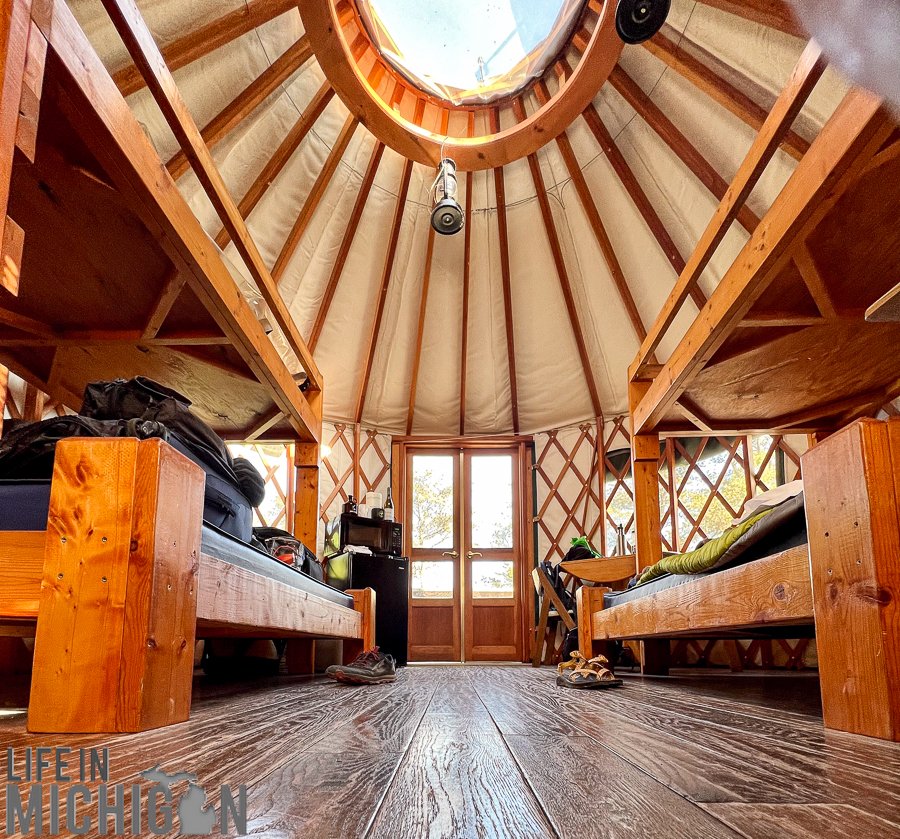 🚗💨 Fasten your seatbelts and prepare for a #RoadTrip! We're off to Tawas, Michigan, for a unique yurting experience. It’s not just camping; it’s camping with style! #TravelMichigan #YurtCamping #puremichigan #tawasmichigan 

lifeinmichigan.com/yurt-camping-i…