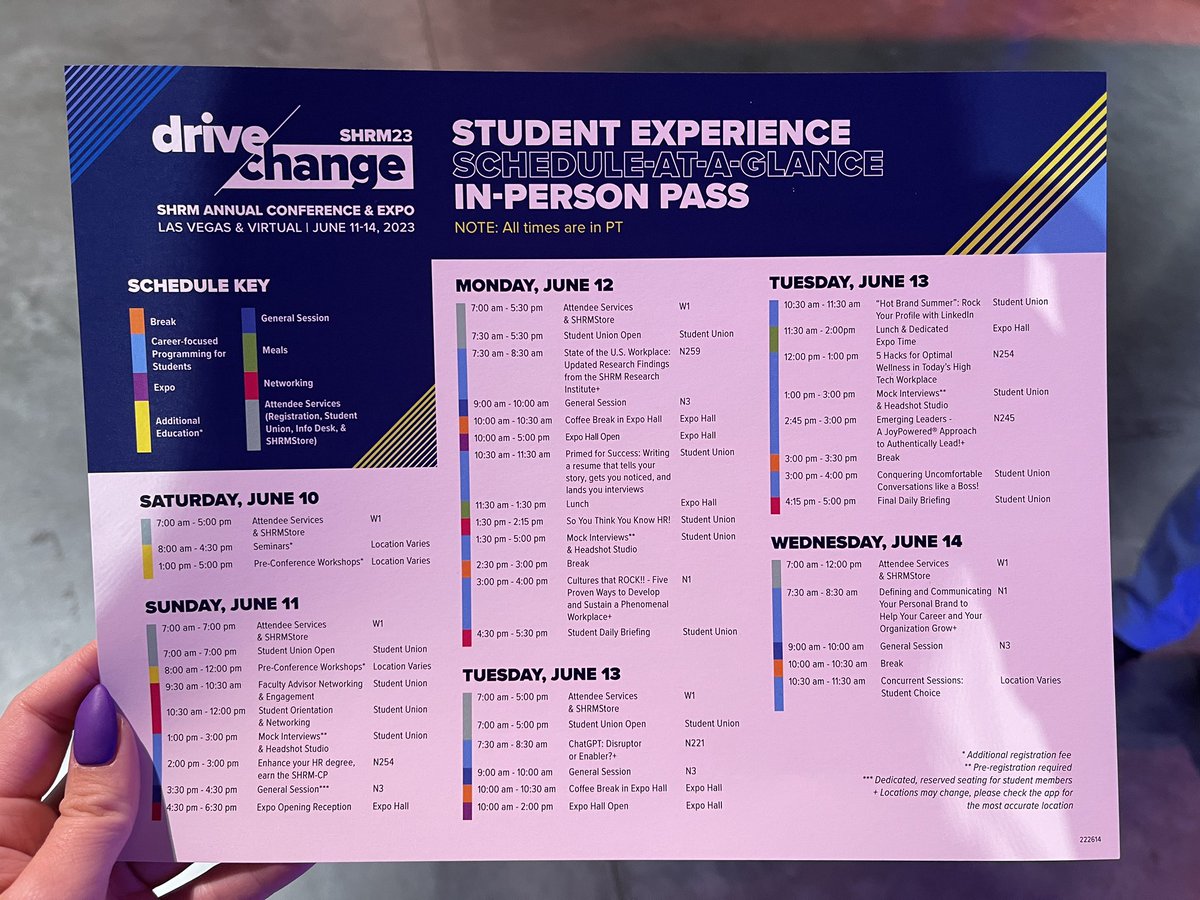 Students: Check out what’s in store for you specifically at the conference! It’s going to be a great few days! #SHRM23 #ClaireShares