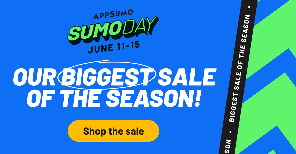 Get the best business tools during SUMODAY!
👉appsumo.8odi.net/SUMODAY2023

#business #BusinessGrowth #OnlineBusiness