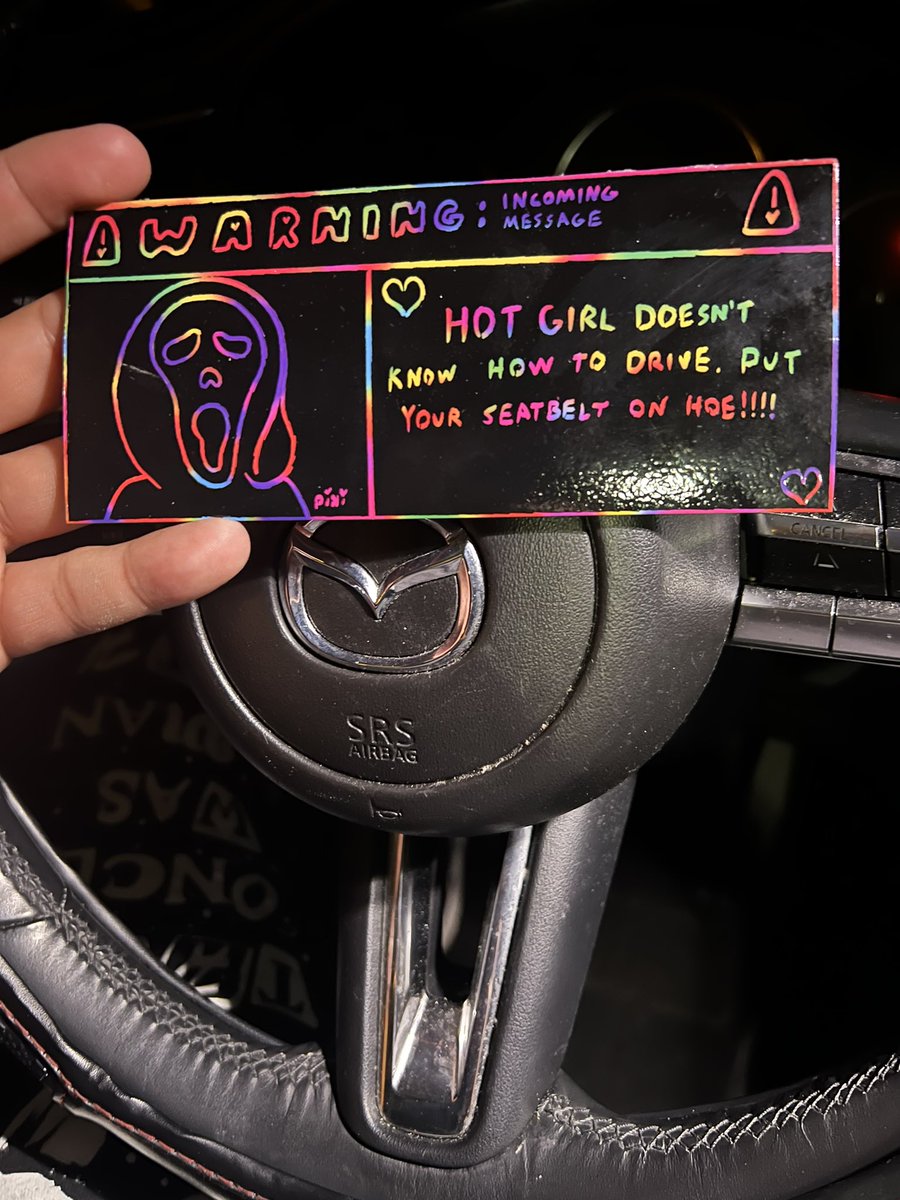 HorrorNightsCat's tweet photo. I made this for my new car and it doesn’t fit sooooo I’m just gonna give it away :) just follow @lycangie and retweet and I’ll choose someone on the 20th 🥰 she has the cutest art! (It’s about 5 3/4 x 2 3/4) https://t.co/Q4Ch3UtKvA