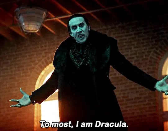 One of my favorite things going through the RENFIELD disc was hearing Cage talk about how big of a vampire fan he is and all of the different ways his performance was influenced by iconic vamps in film. Thrilled the guy finally got to play Dracula