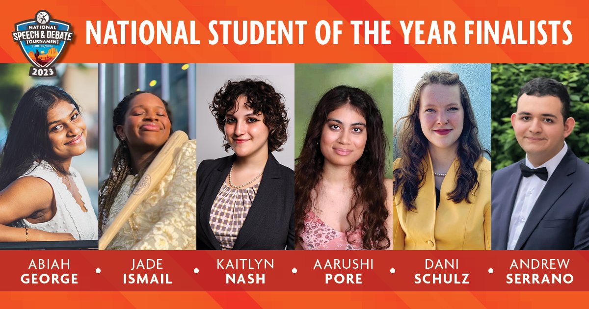 One of the highest NSDA honors is Student of the Year. Today our six finalists will meet and have their final interview. We couldn't be more excited to get to meet these inspirational competitors. Stay tuned to our channels for more on our Student of the Year Finalists!