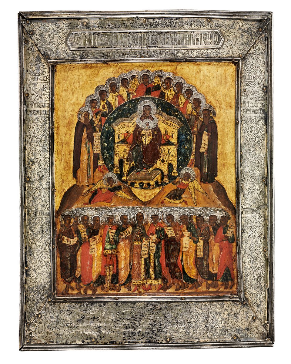 mrussianicons's tweet photo. These four icons form a set that depicts the Hymn of Axion Estin.

The revelation of the Hymn of Axion Estin is commemorated today, June 11, and if you follow the old calendar, June 24.

The Mother of God Axion Estin
c. 1600
Russia https://t.co/zUbz8kCdOr