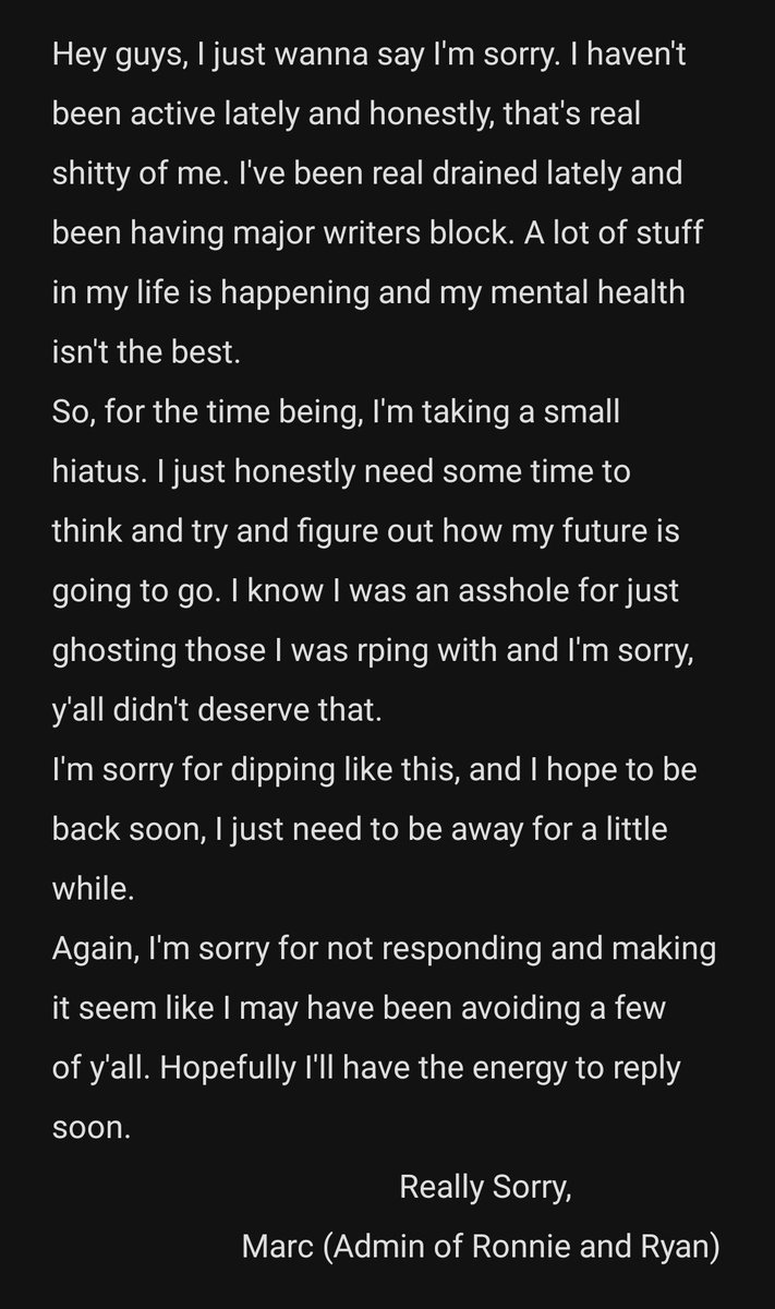 //Where I've been. I'm sorry.