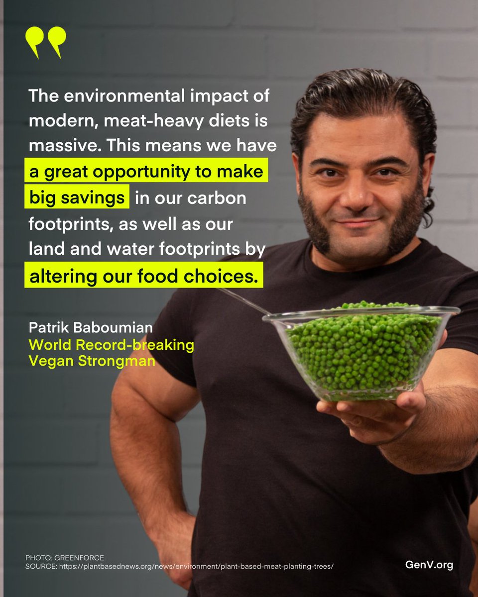 Strongman Patrick Baboumian understands the importance our food choices play in climate change. 

If we truly care about the planet, how can we justify eating #meat, a leading cause of greenhouse gas #emissions?