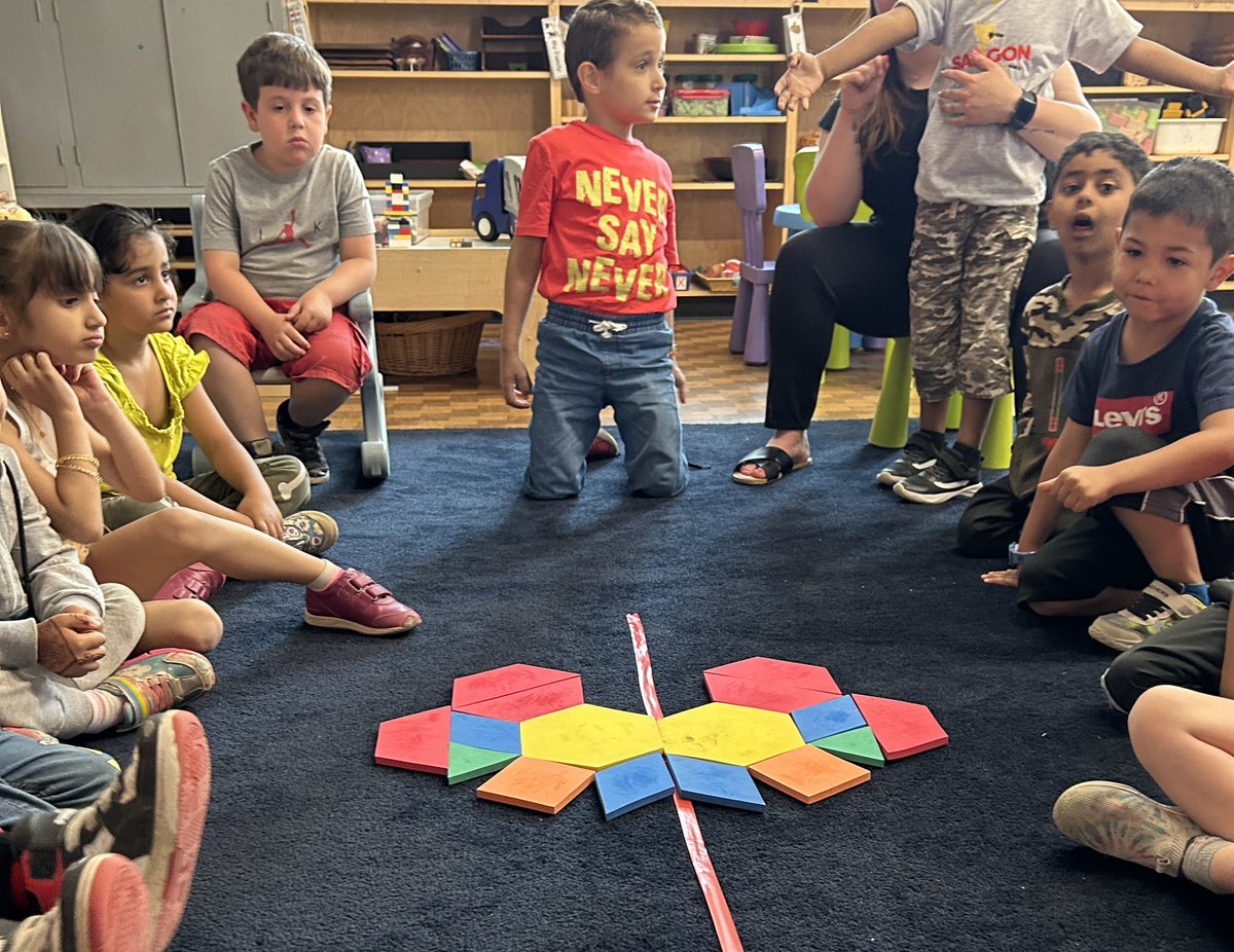 This is why KINDERGARTEN is awesome… and why you need your phone in your pocket every second of the day! These two just realized at the exact same moment the a TRIANGLE, a RHOMBUS and a TRAPEZOID a make a HEXAGON!