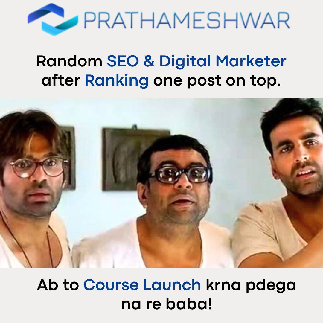 Random SEO & Digital Marketer after Ranking one post on top.

Client: Ab to Course Launch krna pdega na re baba!

#DigitalmarketingMeme #MarketingMemes #DigitalMarketingMemes #digitalmarketing #seomemes #marketingmeme #memes #mememarketing #meme #seomeme