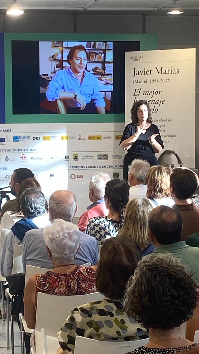 AlfaguaraES's tweet photo. Homenaje a Javier Marías en @FLMadrid. Podéis verlo en directo desde nuestro perfil de Instagram. 
#FLMadrid23 @penguinlibros https://t.co/D7XVdoiMI8