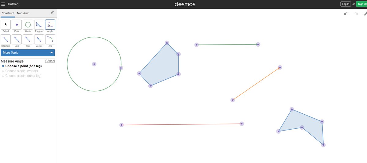 Esta herramienta interactiva permite trazar segmentos, líneas perpendiculares, paralelas, círculos, vectores, dibujar polígonos... Es gratuita y no hace falta registrarse. Además se puede guardar la imagen generada. 🙂
desmos.com/geometry?lang=…