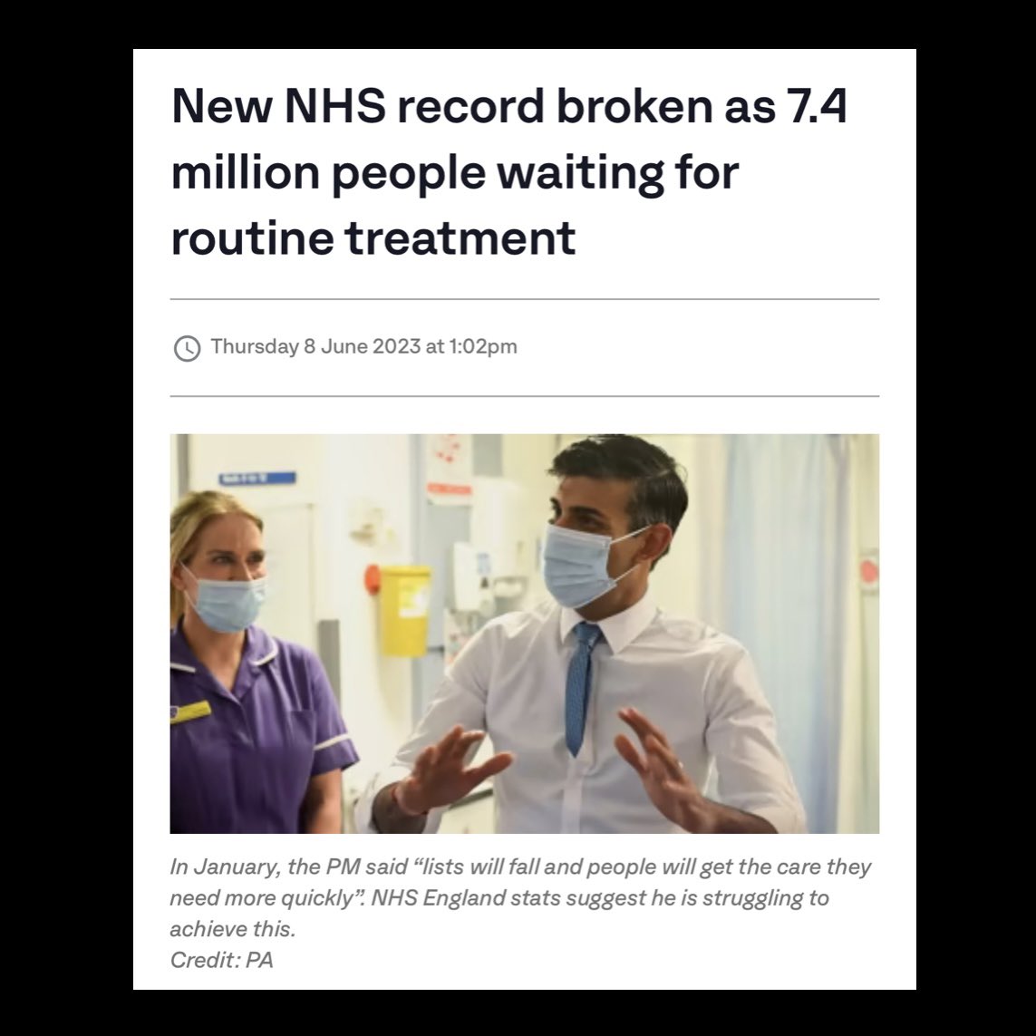 Dear <a href="/Conservatives/">Conservatives</a>,

13 years ago you inherited the #1 ranked healthcare system on the planet and look what you've done: We now have the longest GP, A&amp;E, cancer, and outpatient waiting lists in NHS history. 7.4m people long. You don't deserve power. You deserve prison.

#SOSNHS