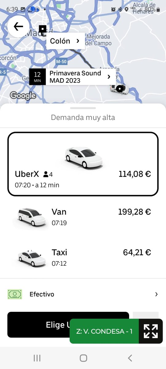 sergiomchef11's tweet photo. 10 de Junio de 2023, 07:20 A.M 
#PrimaveraSoundMadrid #PrimaveraSound 

Viaje en UBER de Arganda del rey a Madrid, 114,08 €

Viaje en TAXI de Arganda del Rey a Madrid, 64€. 

De verdad, pensáis, ¿Que la "modernización" es esto? https://t.co/qnaFYvSEFW
