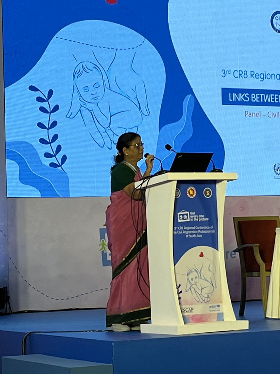 #India at #CRVS @UNICEFROSA @UNESCAP conference 6-8 June. Significant progress in #birthregistration, #digitalisation with links to ID systems, social registries for enhanced #health #education #socialprotection delivery. Priority in #SDG last-mile coverage, resilient CRVS system