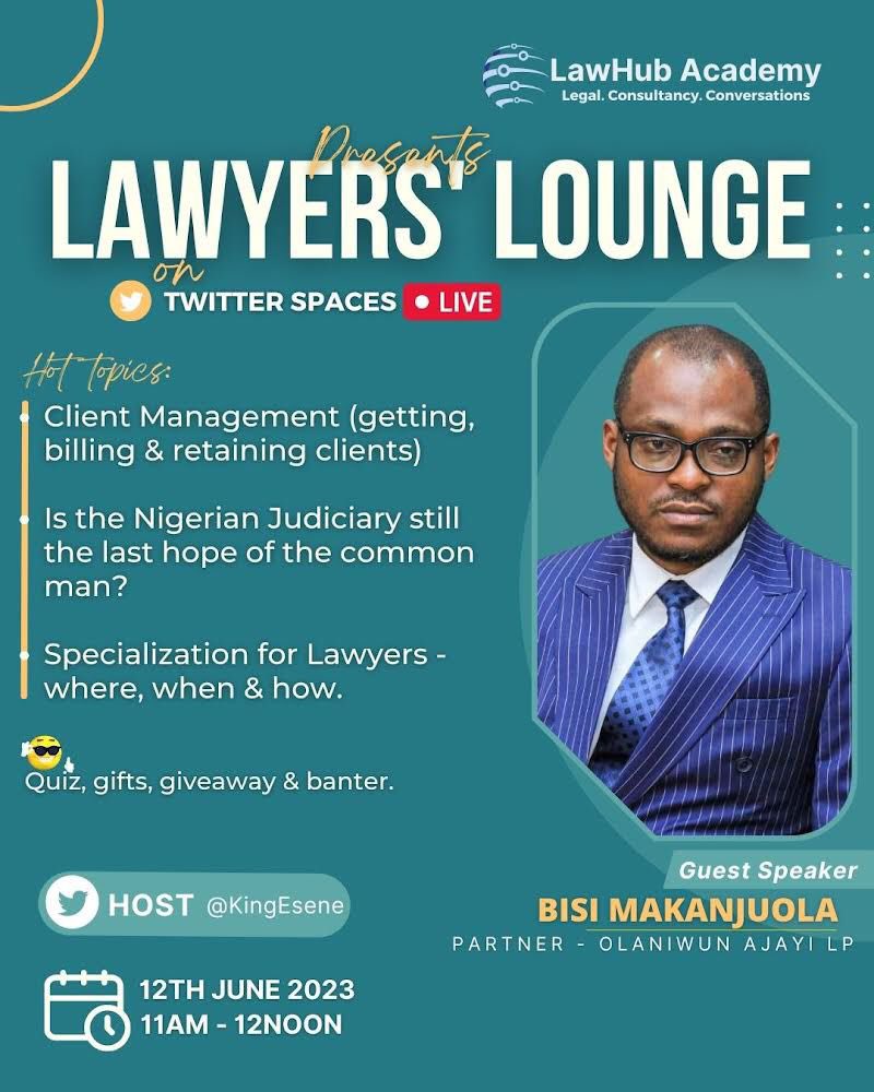 Please let’s join @BisiMakanjuola tomorrow at 11am @uchematt1 @MrBadmos_ @Biyidina @OlaniwunAjayiLP @Aluko_Oyebode @NbaLagos @BanwoIghodalo @Salvador_Esq @nbasblofficial @Egi_nupe_